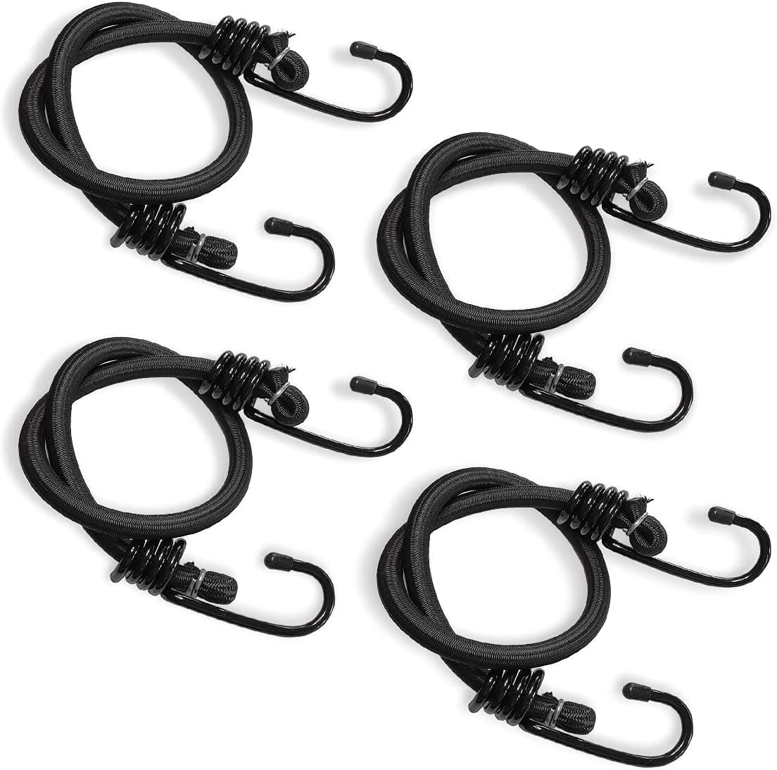 4 Pack Bungee Cord for Car, Stretchy Bungee Cord with Heavy Duty Metal Hooks, Universal Use for Luggage, Bike, Outdoor Activities, Trunk, Car Accessories (24)