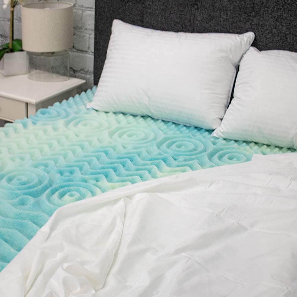 Memory Foam Mattress Topper - Egg Crate Mattress Pad with 5 Zones for Supreme Support and Response - 2 lb Density Temperature Regulating Mattress Topper - California King Size