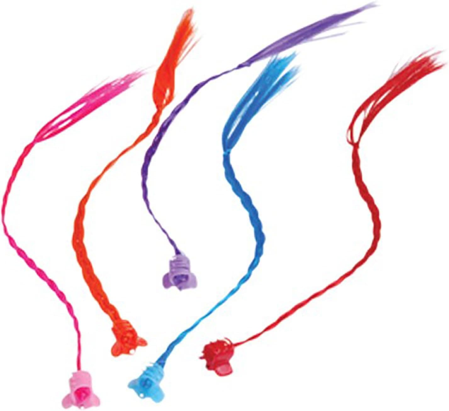 US Toy - Neon Nylon Braided Hair Pieces, (Assorted Colors), (11 Inches Long) (2-Pack of 12)