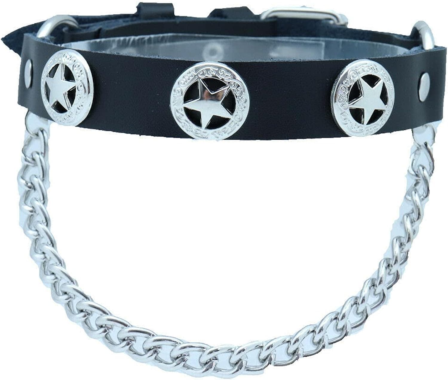 TFJ Men Biker Fashion Black Boot Straps Pair Silver Shoe TEXAS STAR Charms Motorcycle One Size Fits All