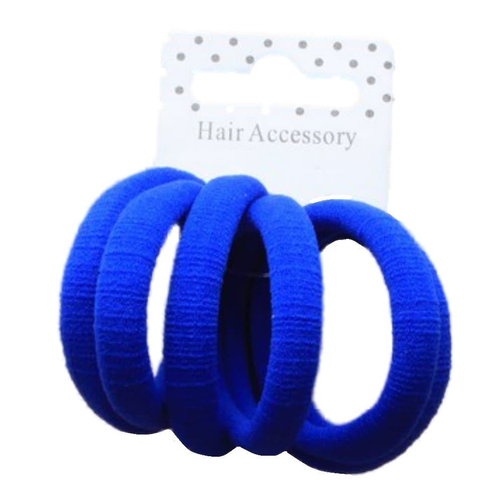 Set of 6 Royal Blue Soft Jersey Endless Hair Elastics Bobbles Bands by Pritties Accessories