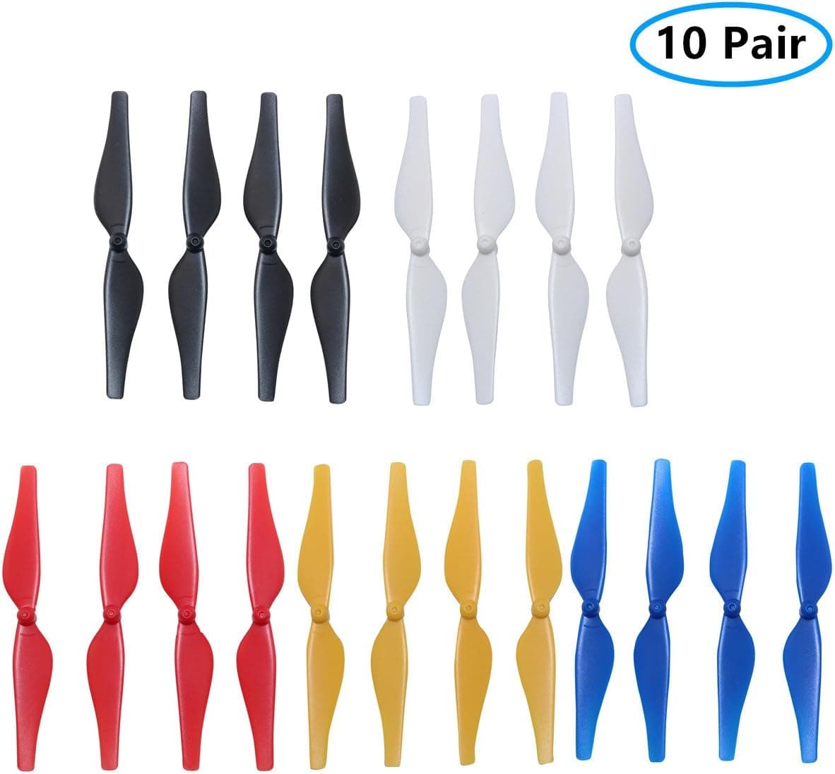 5 Colors Propeller Accessories New Quick Release Low-Noise Propellers CCW/CW Props Blades for DJI Tello RC Quadcopter,Pack of 5 Sets (Black+ White + Blue+ Red+ Yellow) Helistar