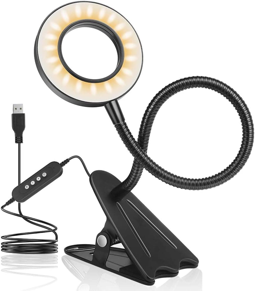 ZEXMTE Clip Light Reading Lights LED Clamp Light with 3 Color Modes,10 Brightness Adjustable,Eye Protection Kids Desk Lamp 360° Flexible Gooseneck Bed Night Light