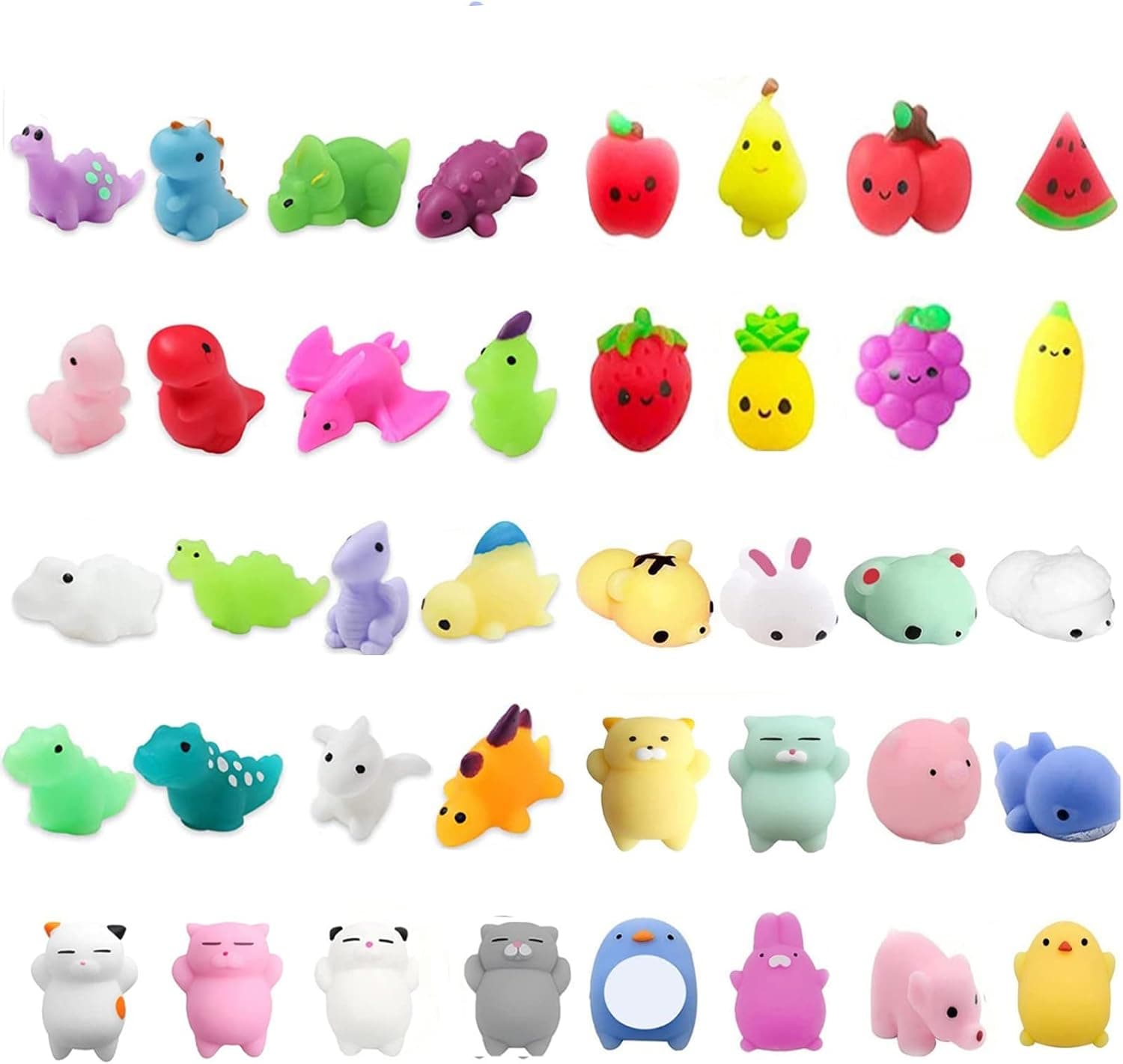 PANSUCA 40 Pcs Kawaii Squishies,Mochi Squishy Toys , Mini Stress Reliever Anxiety Animal Toys,Squishies Fidget Toys , Easter Basket Stuffers, Party Favors, Stocking Stuffers for Kids