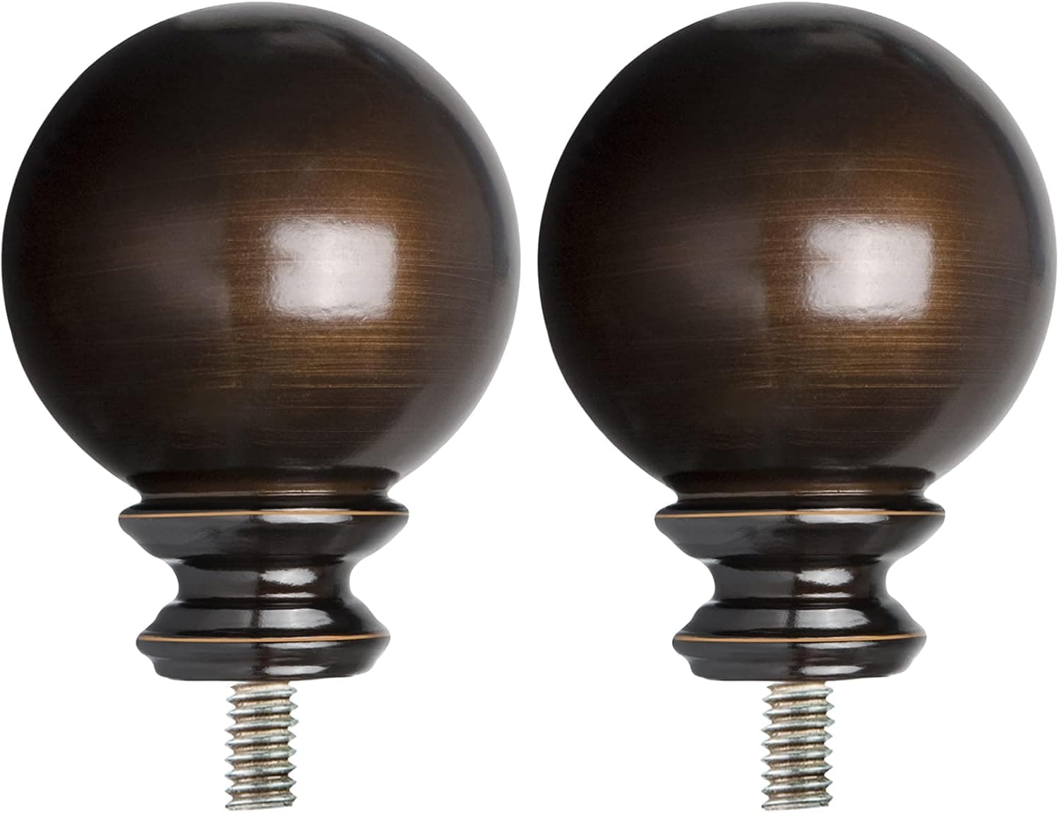 KAMANINA Round Replacement Finials for 1 and 7/8 Inch Curtain rods, M6 Screw Rod Finials, Set of 2, Bronze