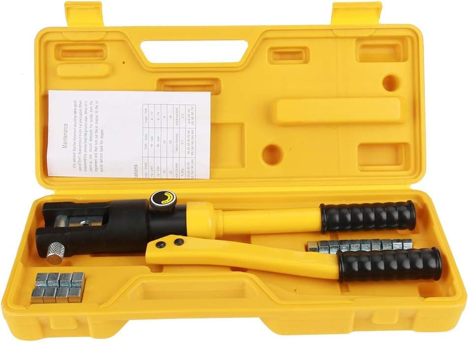 GOTOTOP Hydraulic Crimper,10 Ton Hydraulic Wire Terminal Crimper Battery Cable Lug Crimping Tool with 7 Dies and Portable Carrying Case