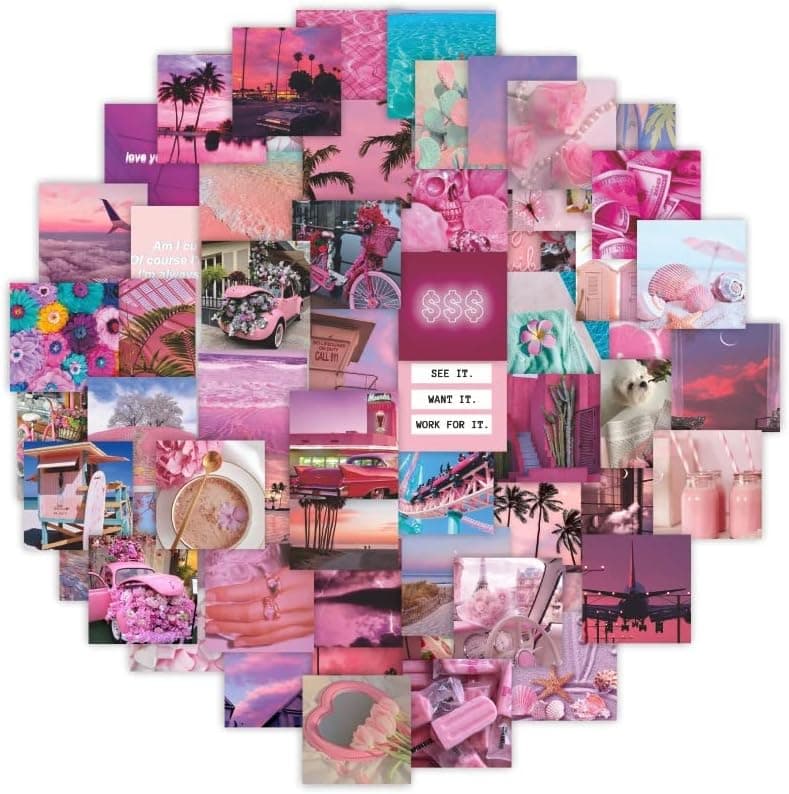 DOFE 63 PCS Pink Stickers Skateboard Stickers,Car Stickers, Laptop Stickers,Motorcycle Bicycle Luggage Decal Graffiti Patches for Teens (63 PCS Pink)