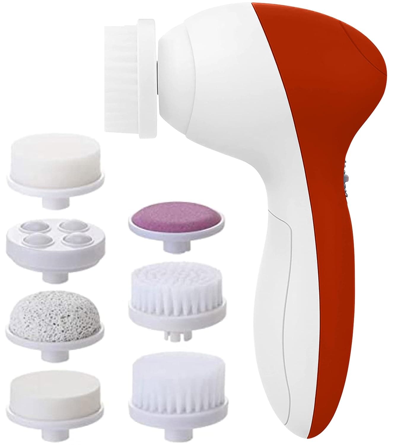 Facial Cleansing Brush | Face Scrubber Exfoliator Wash Cleansing Exfoliating Powered Electric Brushes Spin Cleanser Cleaning Scrub Oily Mixed Normal Dry Skin Including 7 Heads (Rubin)