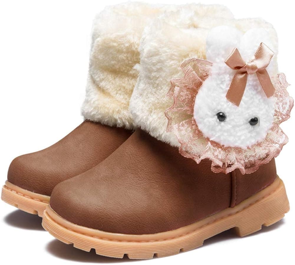 CIOR Toddler Snow Boots Girls Winter Warm Fur Rabbit Kids Boy Outdoor Shoes