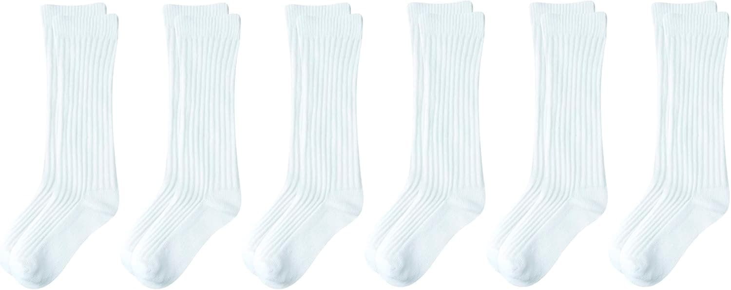 Amazon Essentials Unisex Kids' Casual Cotton Knee High Socks, 6 Pairs