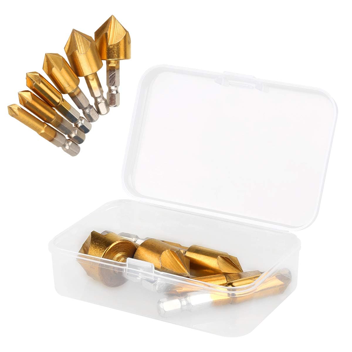 6mm-19mm Countersink Drill Bit, 6 Pcs Hex Shank Flute Countersink Drill Bit,90 Degree Cutting For Wooden Planks Fiberboard Particle Board Plywood Plastic Aluminum Board Pcb Board Chamfer Bit (6pcs)