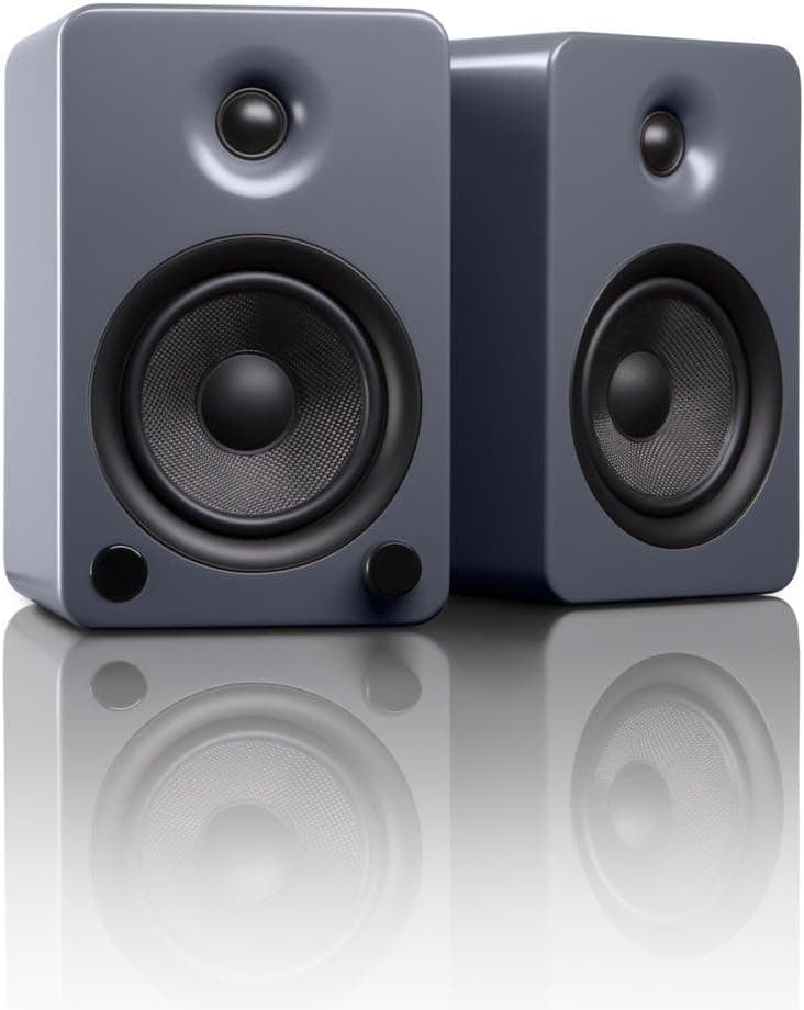 Kanto YU5 5.25" 2-Way Powered Bookshelf Speakers with aptX Bluetooth 4.0 - Matte Grey (YU5MG)