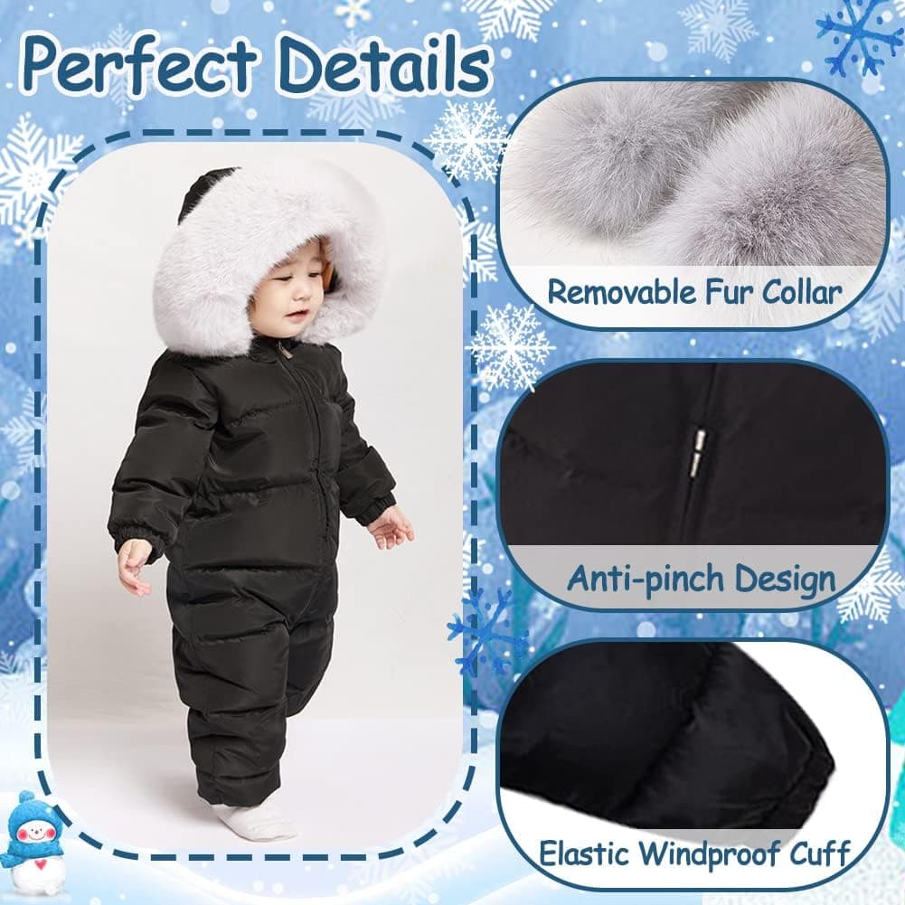 Fairy Baby Toddler Winter Down Snowsuit Skisuit One Piece Jumpsuit Hooded Jacket Waterproof Fur Coat Kids Girls Boy 1-5T