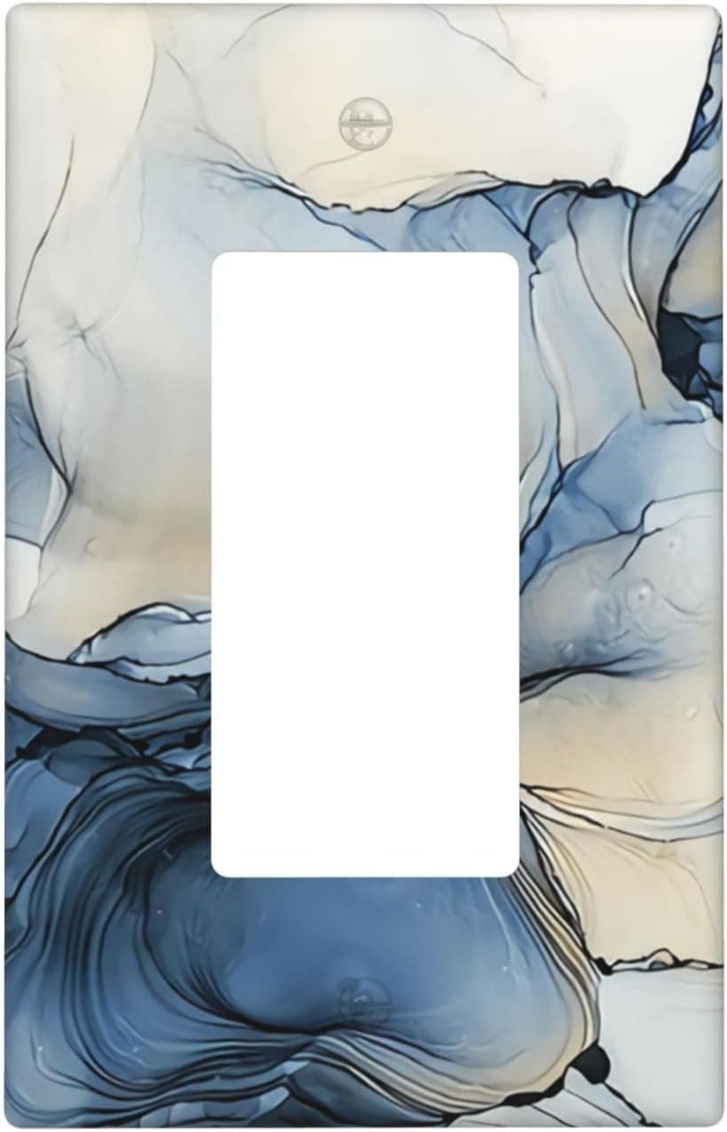 Marble Blue Single Rocker 1 Gang Light Switch Cover Decorative Wall Plate for Kitchen Girls Boys Room Standard Size 4.5" x 2.76"