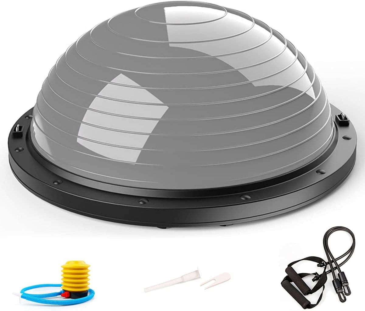 IKARE Balance Trainer Stability Half Ball, Balance Ball with Resistance Bands and Foot Pump, Improve Core and Ab Strength, Yoga Home Gym Workouts Fitness Training Strength Exercise Physical Therapy