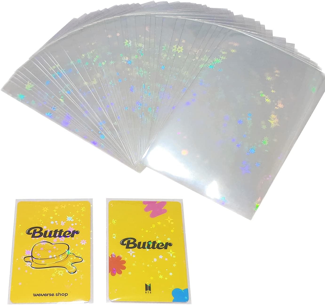 57x89mm Card Sleeves 100pcs Laser Card Sleeve Photocard Inner Sleeves Card Protector Sleeves Small Card Sleeves Toploader Soft Card Sleeves for Trading Cards, Instax Mini Film, Board Game Card, Badge