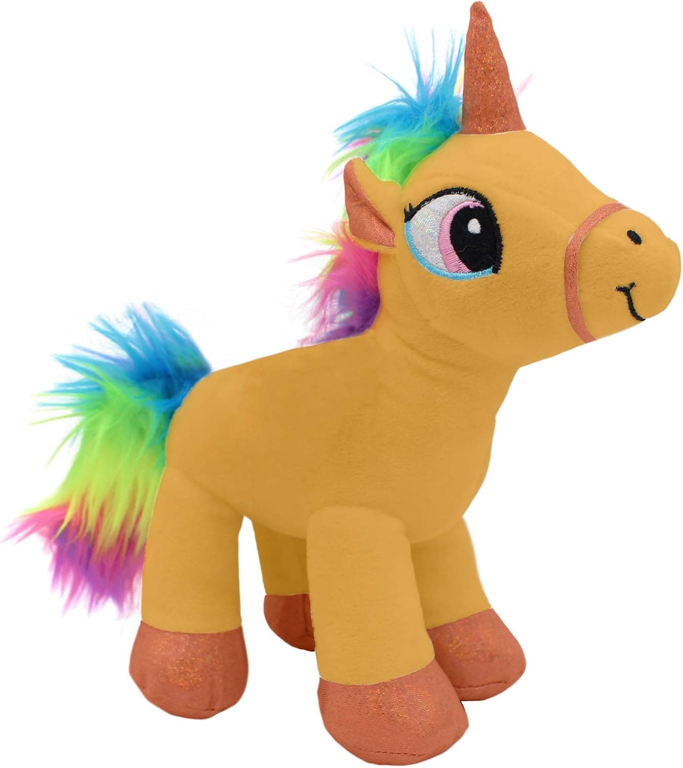 Emelem Unicorn Stuffed Animal Soft Plush Toy Rainbow Orange 12 inch