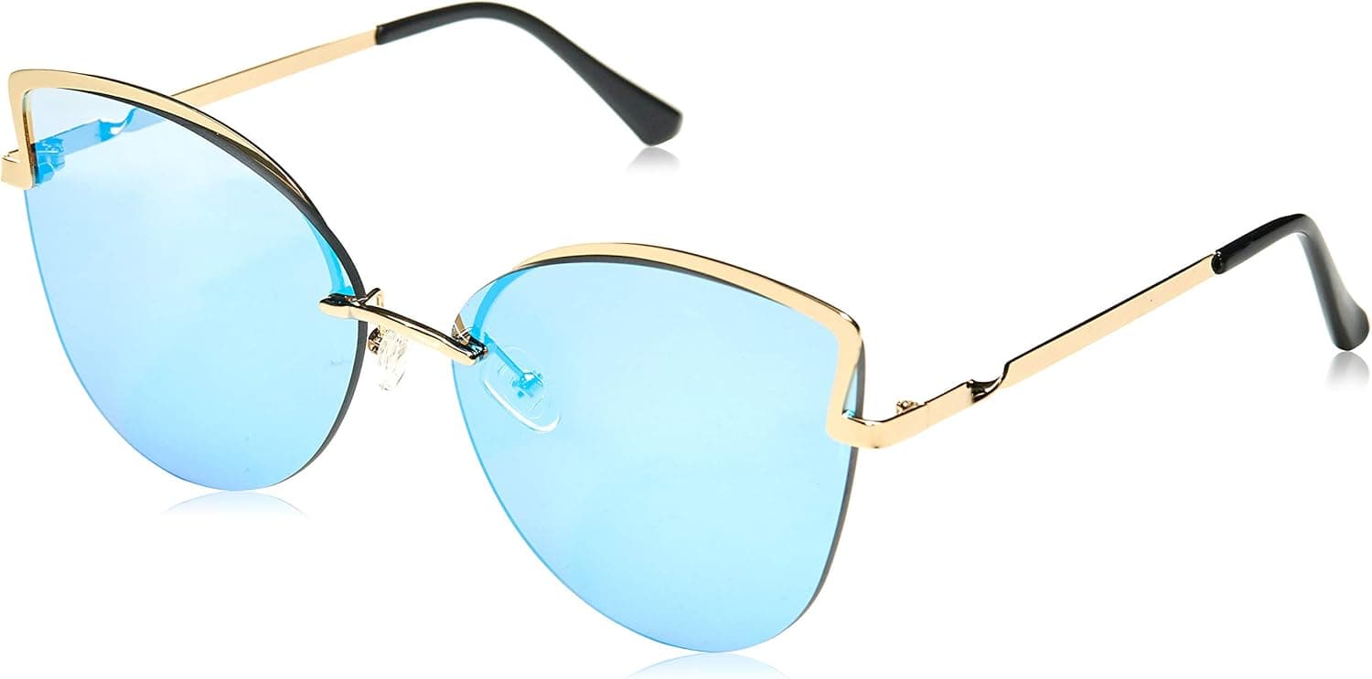 MAREINE Cateye Sunglasses Mirrored Lens Metal Frame MR1903