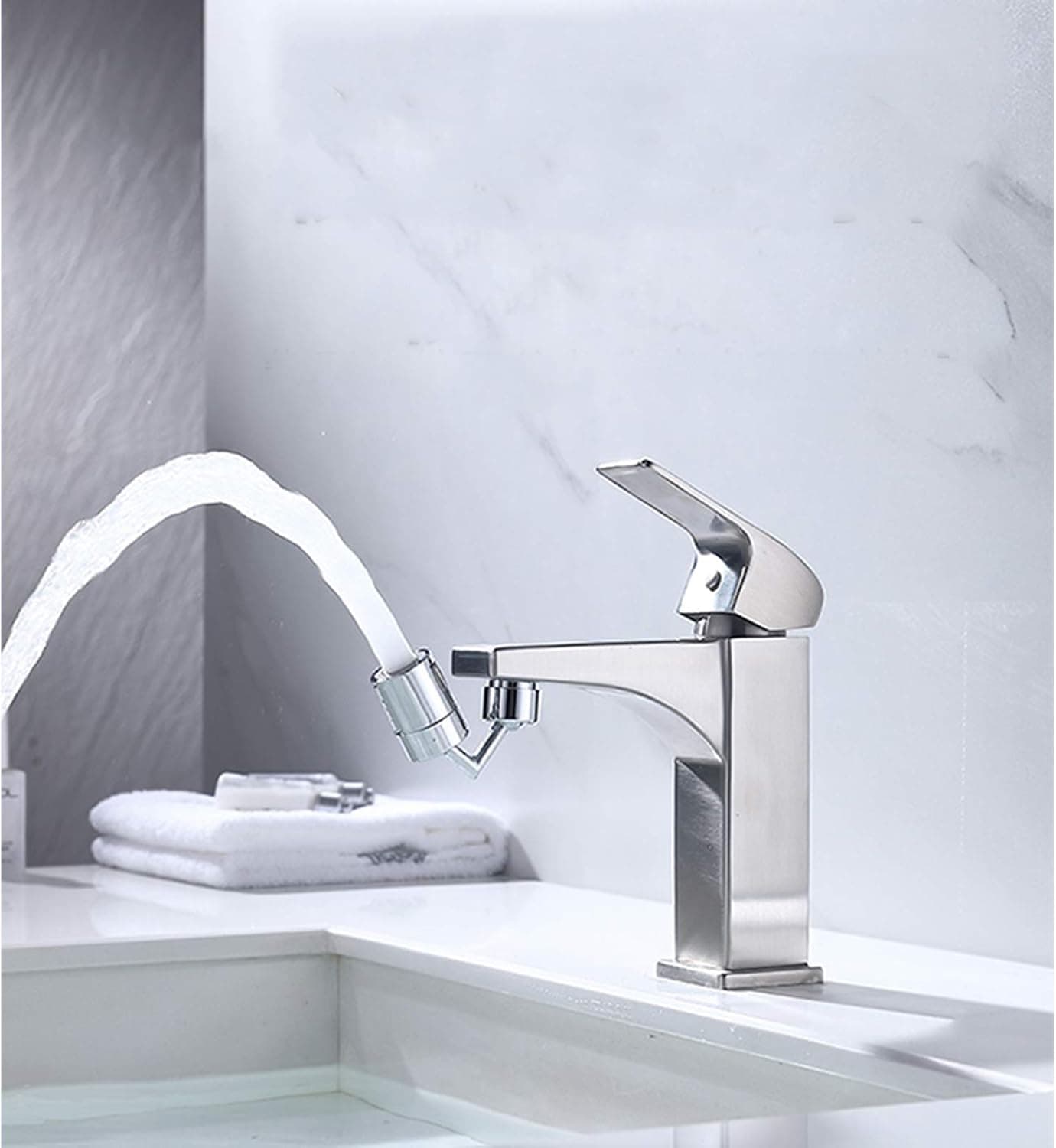 Alesuc 720°Rotatable Anti-Splash Filter Faucet Aerator, Faucet Sprayer Head For Kitchen,Durable copper Splashproof Filter Bathroom Faucet Shower with 4-Layer Net Filter Double O-Ring