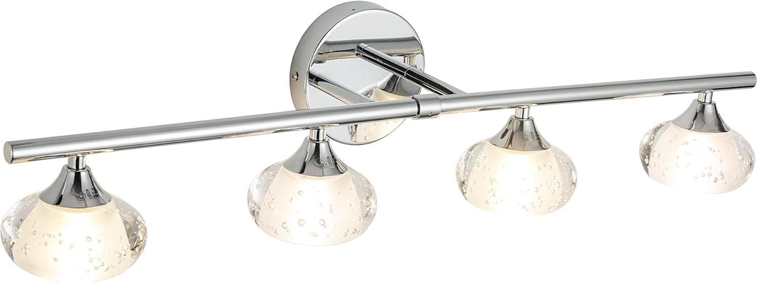 Mayful Bathroom Light Vanity Mirror Lights 4-Light Chrome Sconces Wall Lighting with Crystal Shades, Modern Long Vanity Light Fixture for Bathroom Above Mirror…