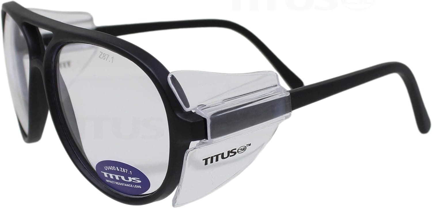 TITUS G35 Retro Aviator Z87 Sunglasses Eye Protection w/Side Shield Motorcycle Shooting DOT ANSI CE Approved Safety Glasses