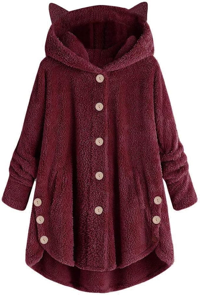 Fanteecy Women's Sherpa Pullover Fuzzy Fleece Sweatshirt Cute Ear Long Sleeve Causal Hoodie Top Oversized Outwear