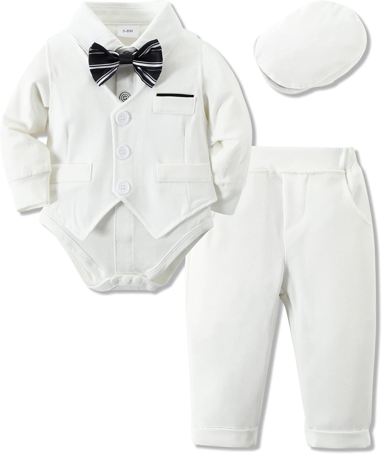 SOLOYEE Baby Boy Clothes Suits Toddler Dress Shirt Bowtie Long Short Sleeve Infant Outfits Formal Clothes Set