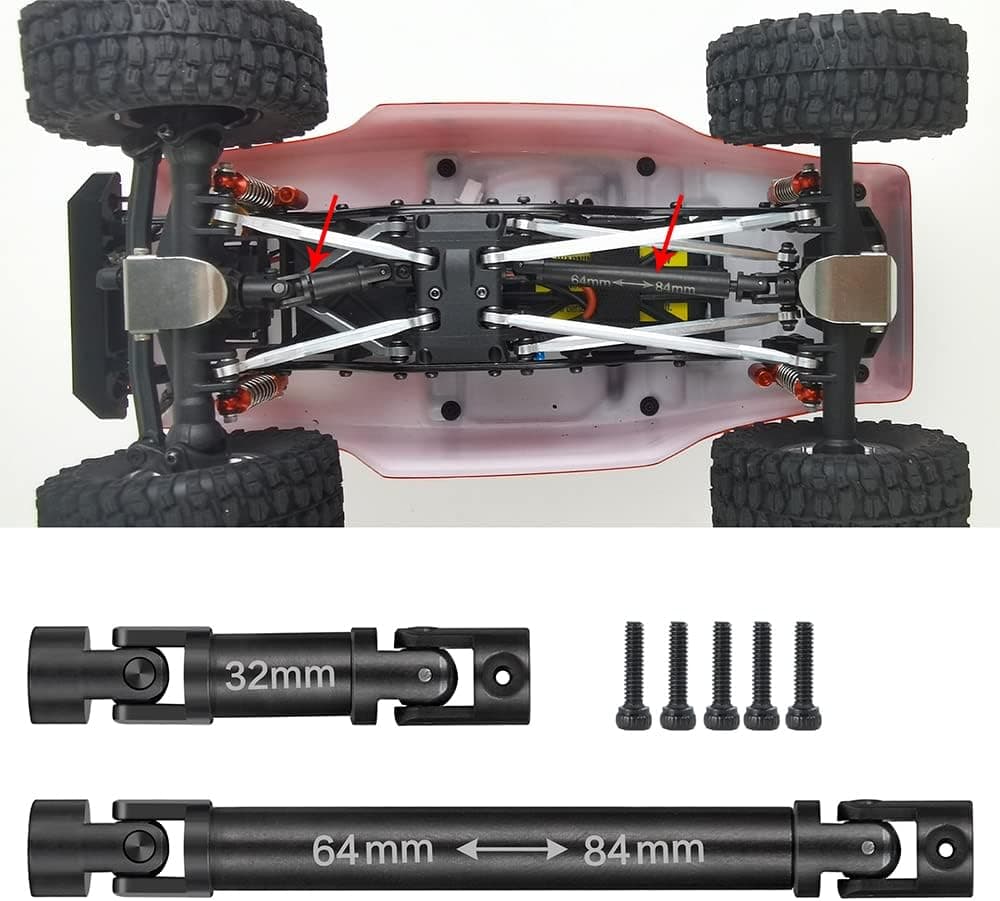 1Pair SCX24 Drive Shaft Steel Front Rear Center Drive Shaft for 1/24 Axial SCX24 90081 RC Crawler Car(64+32mm)