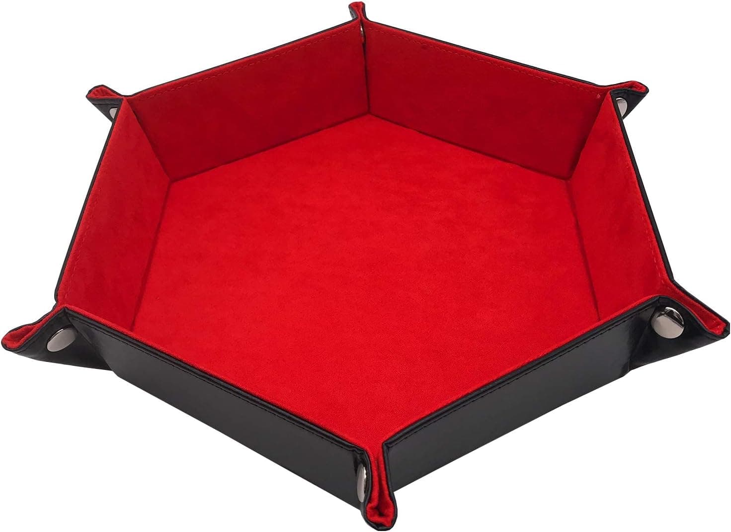 Dice Tray PU Leather Folding Dice Holder Red Velvet Rolling Surface for DND RPG Board Gaming