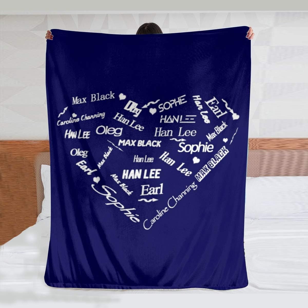 HCLIFE Personalized Name Blankets Custom Name Blanket Customized Throw for Mothers Day(50x40inch, Blue)