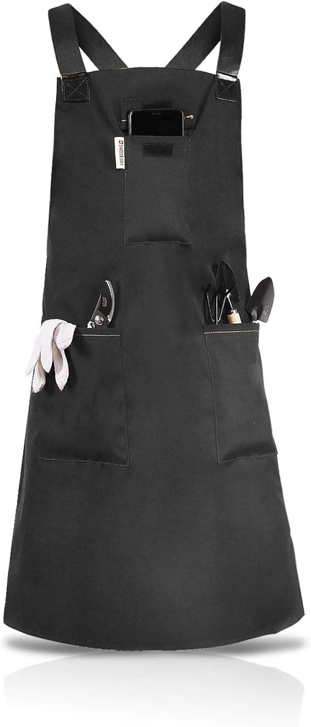 SWISSELITE Garden Apron Pockets for Men&Women,Heavy Duty Waterproof Adjustable