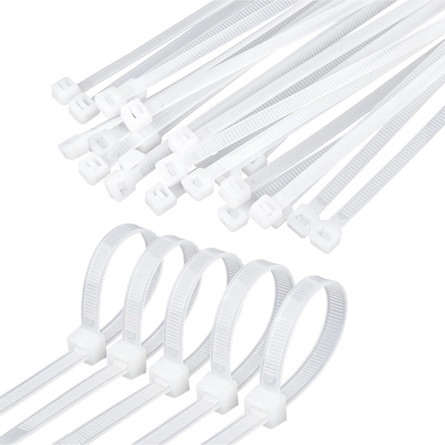 Comrun 8 Inch White Cable Tie Zip Ties Nylon Zip Ties Plastic Ties 100Pcs