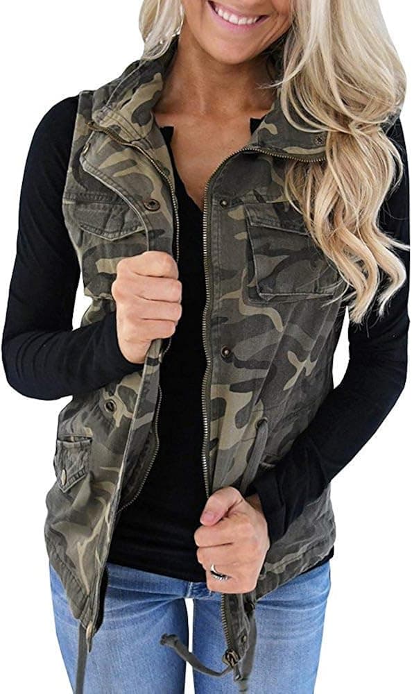 JOYCHEER Womens Vest Military Lightweight Sleeveless Anorak Outerwear Jacket with Pocket
