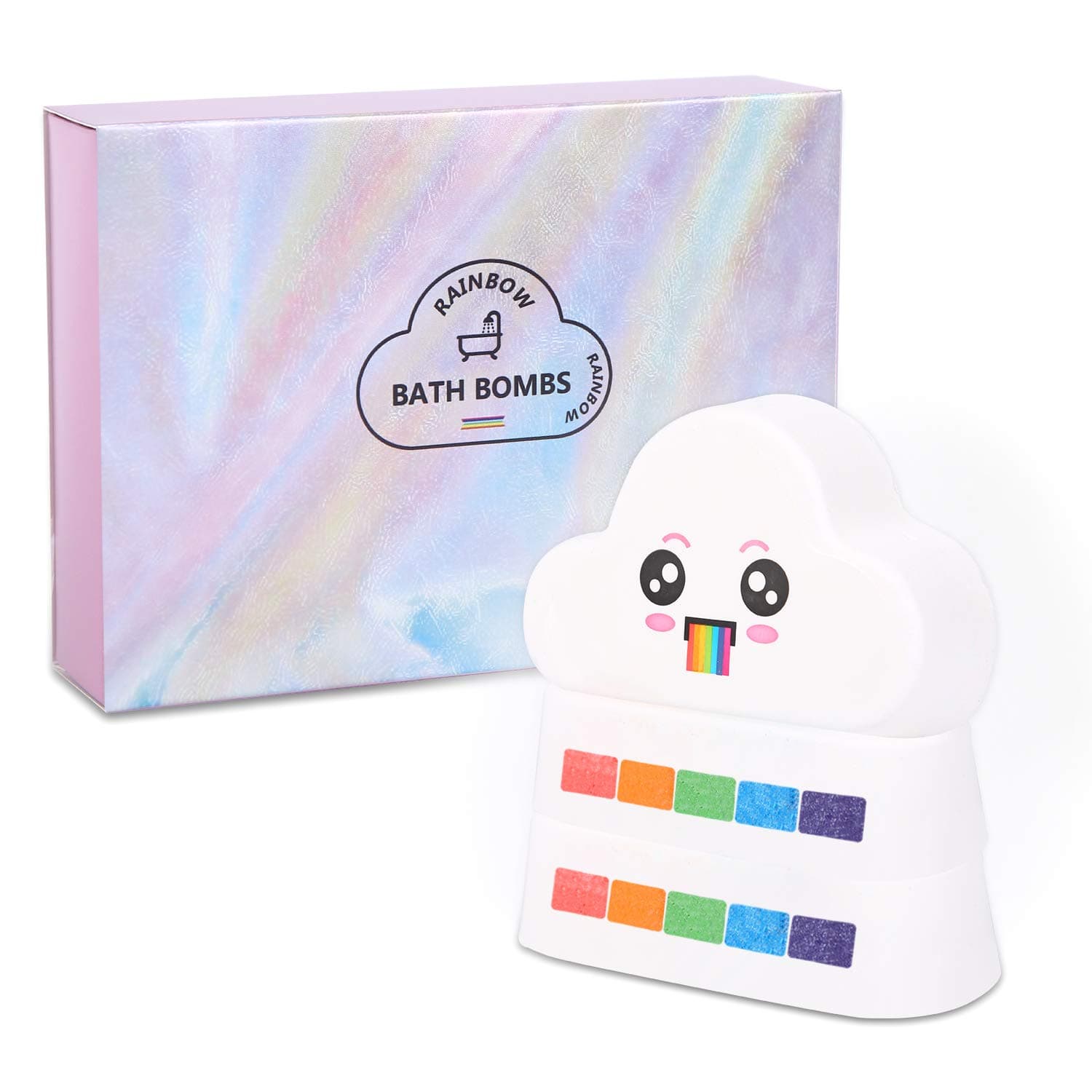SIX FOXES Rainbow Bath Bombs, 3×6.5oz Handmade Organic & Natural Bath Bomb Gift Set, Rich in Essential Oil, Shea Butter, Coconut Oil, Grape Seed Oil, Gift idea for Kids