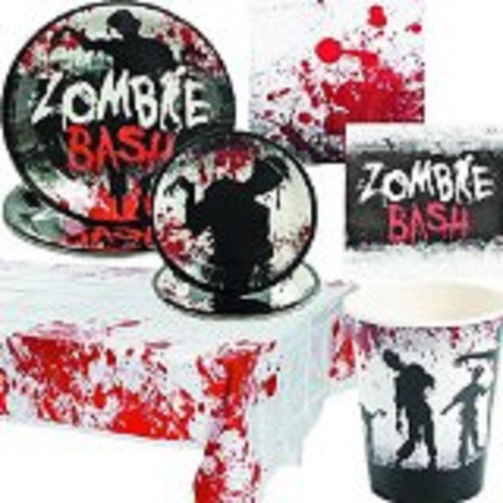 Zombie Bash Party Pack Includes Napkins, Plates, Cups and Table Cover for 16