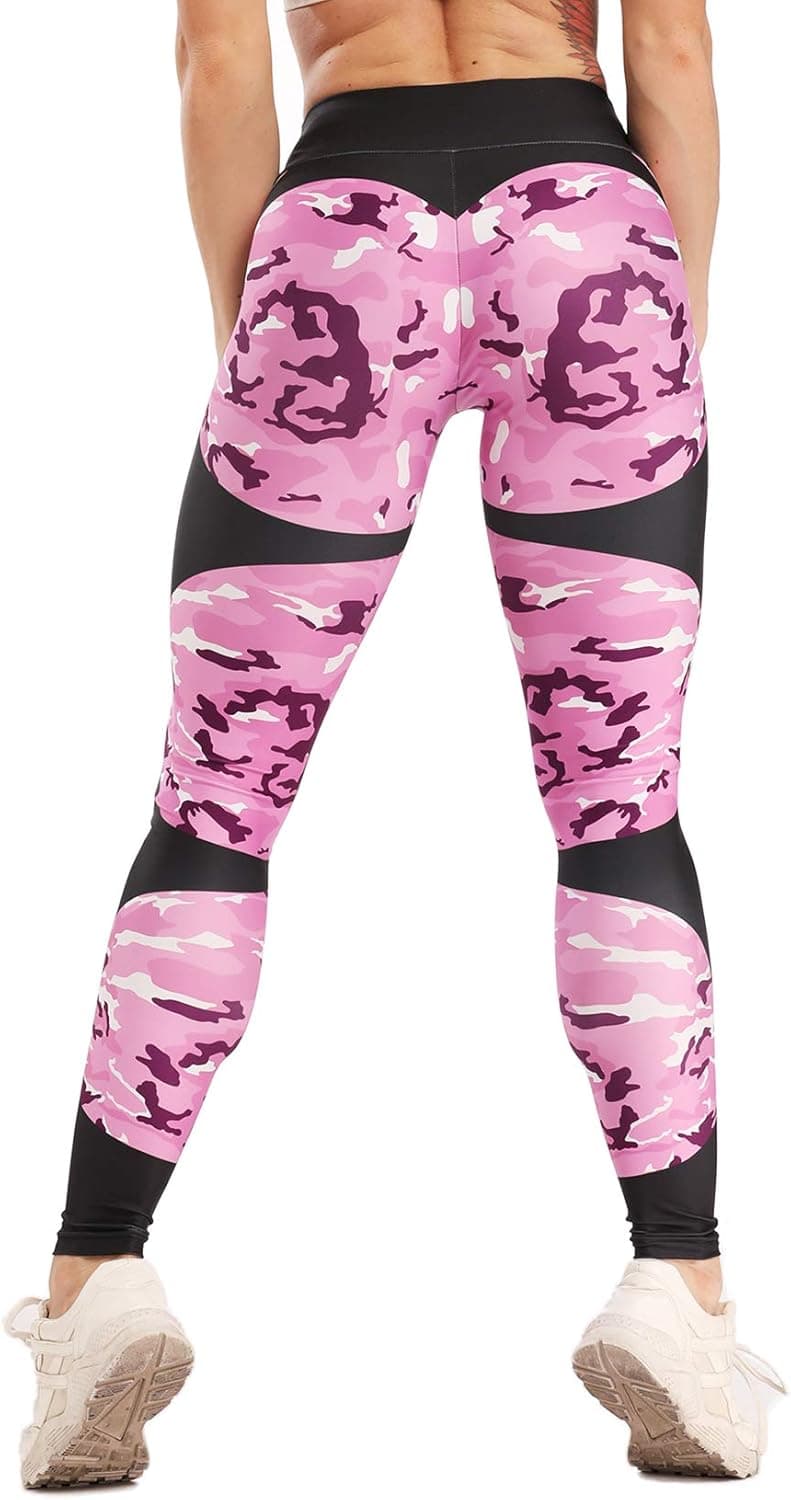 SEASUM Women Yoga Pants Heart Shape Patchwork Leggings High Waist Capris Workout Sport Fitness Gym Tights S