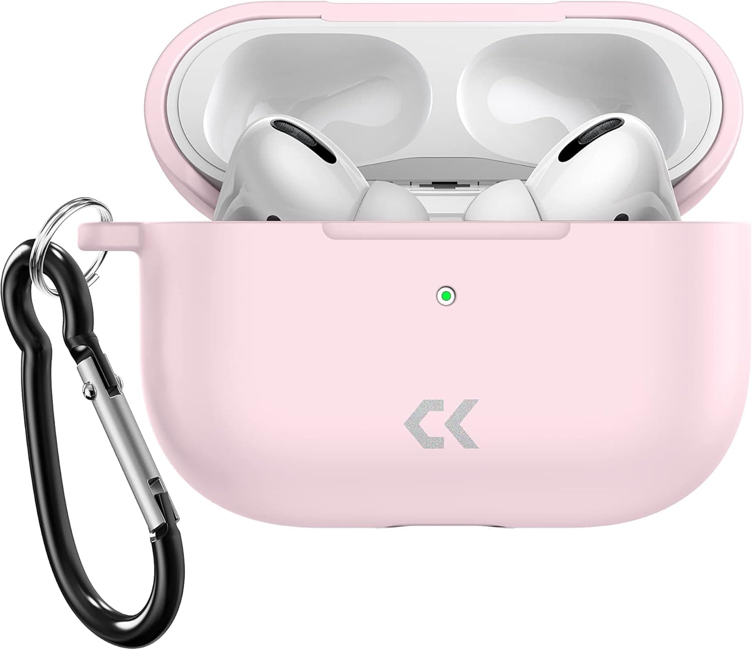 CASEKOO 2022 Upgraded Cover for Airpods Pro Case, Four-Layer Protective Durable Case, Soft Skin-Friendly Anti-dust Silicone Cover with Keychain for Women, Front LED Visible (Cute Pink)