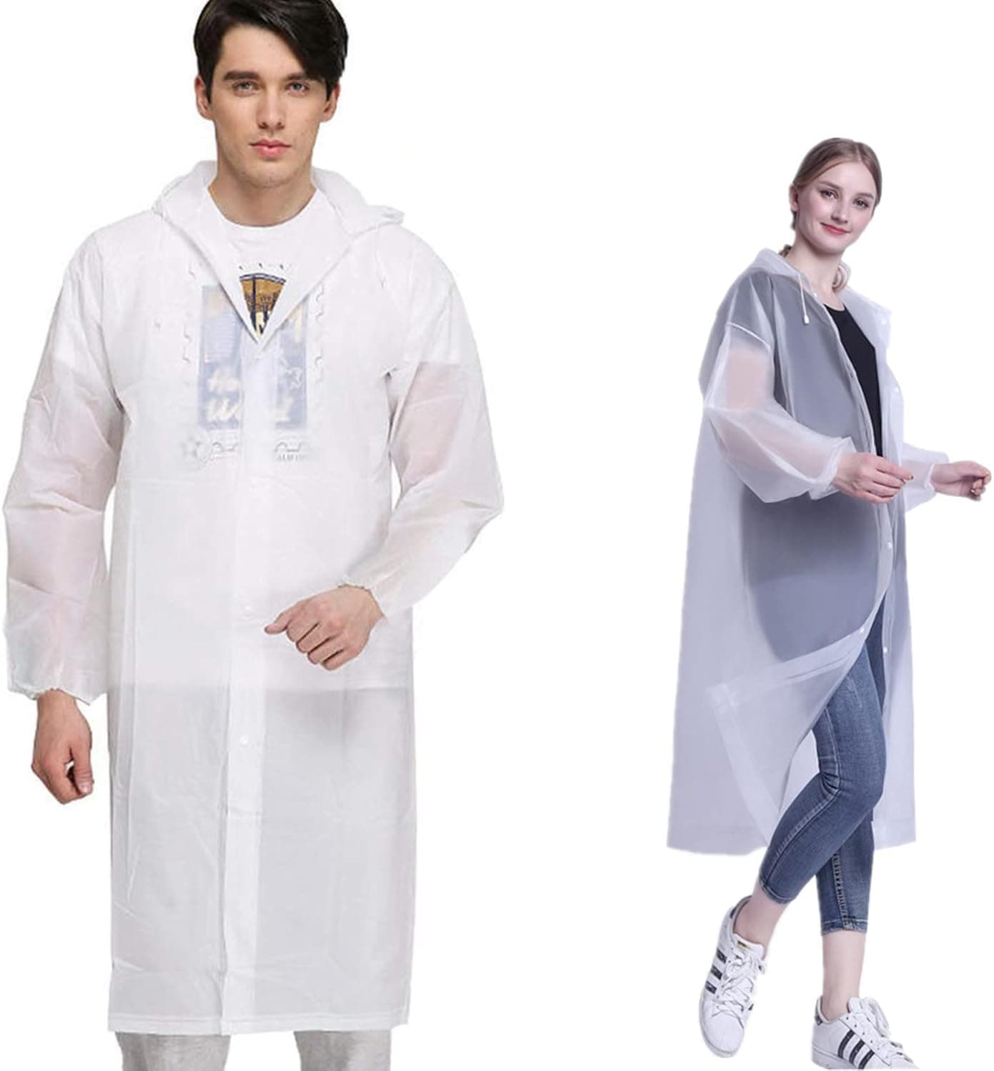 PGAKLTG Rain Coats for Adults Reusable - 2 Pack EVA Rain Ponchos Rain Jackets Raincoats for Men Women Plastic Rain Gear
