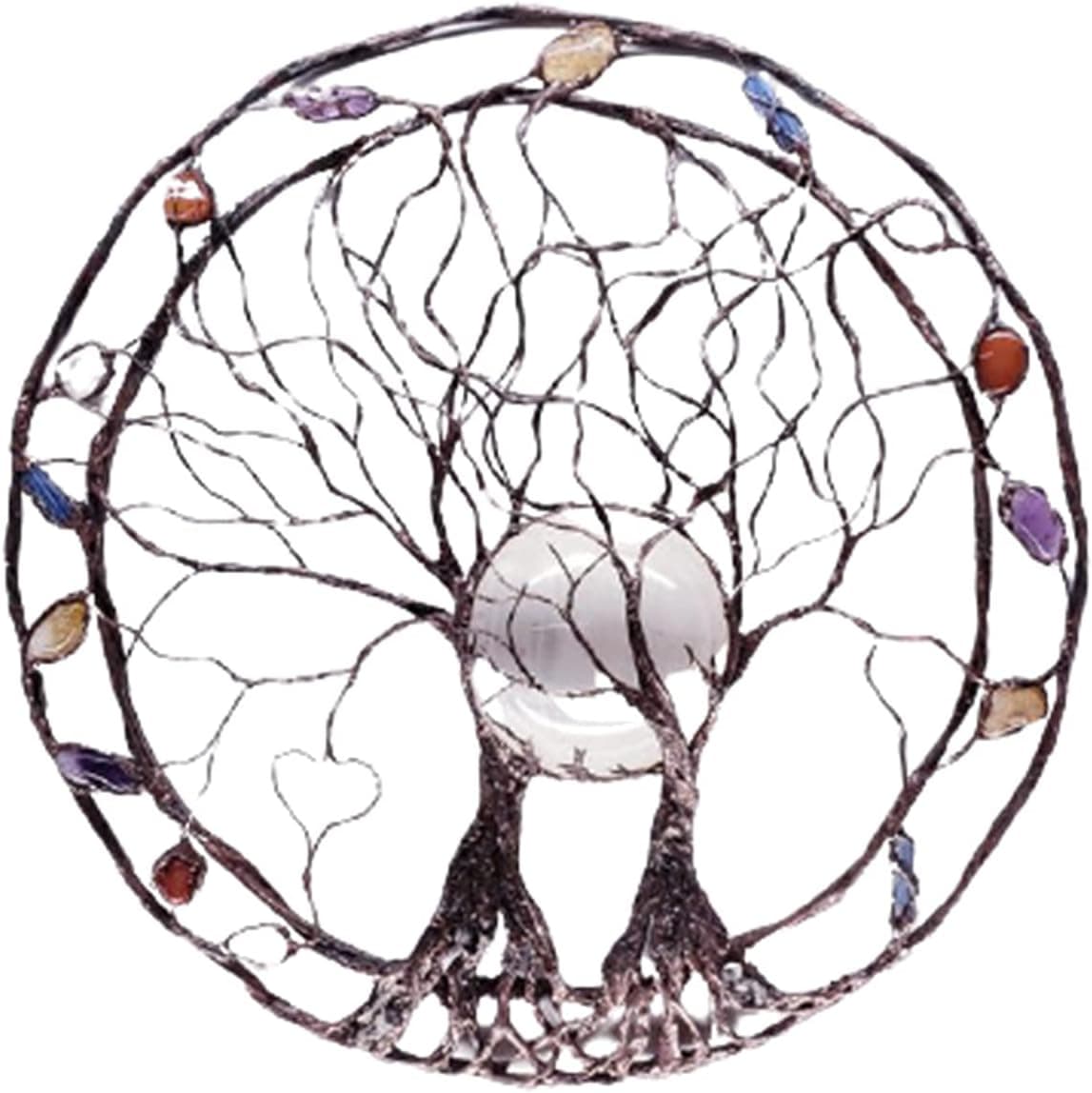 Circle Of Life Metal Tree Wall Art Round Hallow Hanging Ornament Simple Iron Craft Home Outdoor Decor 25x25cm
