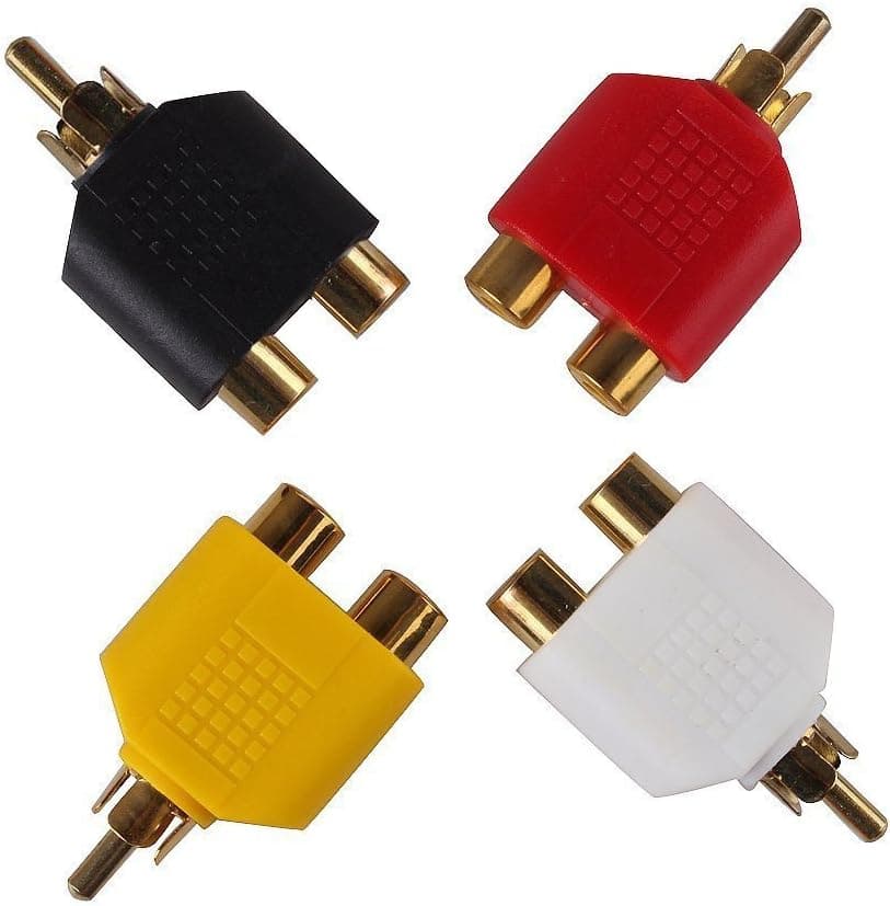 Pcak of 12 2Female to 1Male For Audio Video AV TV Cable Convert