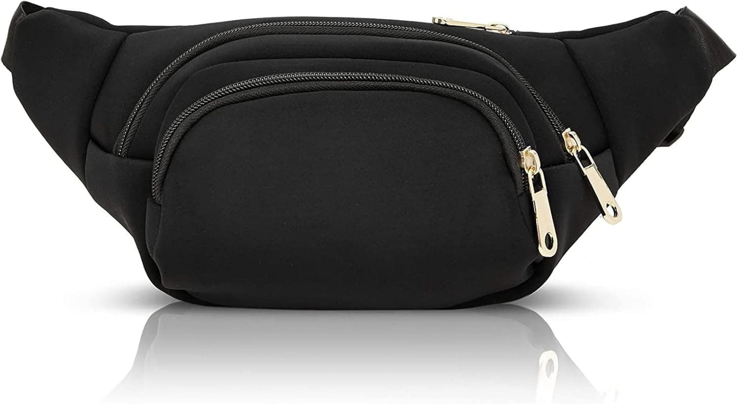 Zodaca Black Plus Size Fanny Pack for Women and Men, Fashion Crossbody Bag with Adjustable Waist Belt Strap 34-60 In (Expands to 5XL)
