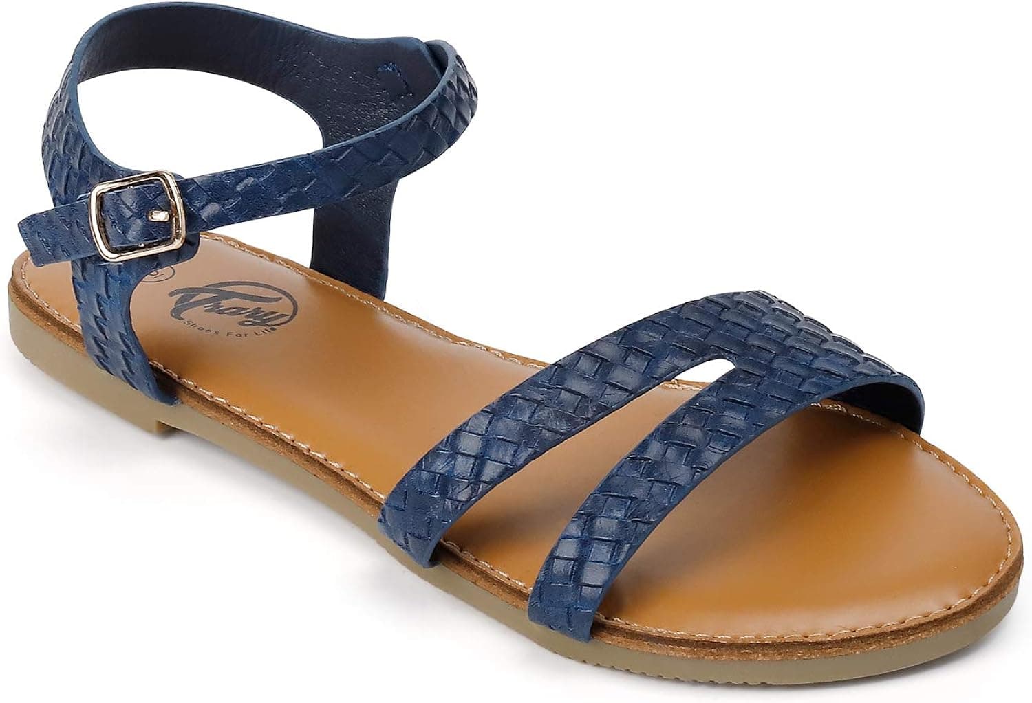 Trary Women’s Sandals Ankle Strap Leather Sandals for Women Flat