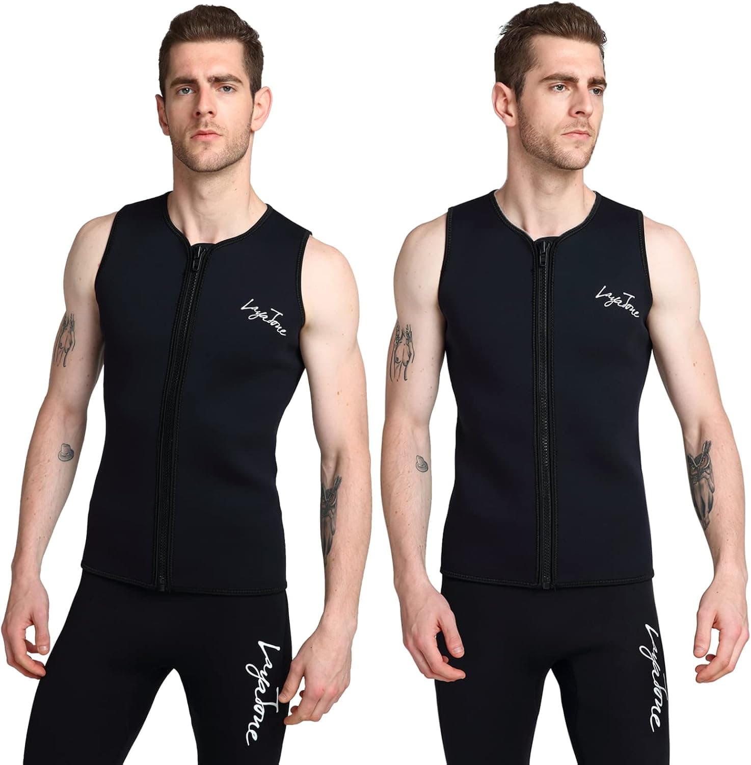 LayaTone Wetsuit Vest Top for Men Women 2mm Neoprene Vest Top Sleeveless Top with Front Zipper for Swimming Diving Surfing Canoeing Snorkeling