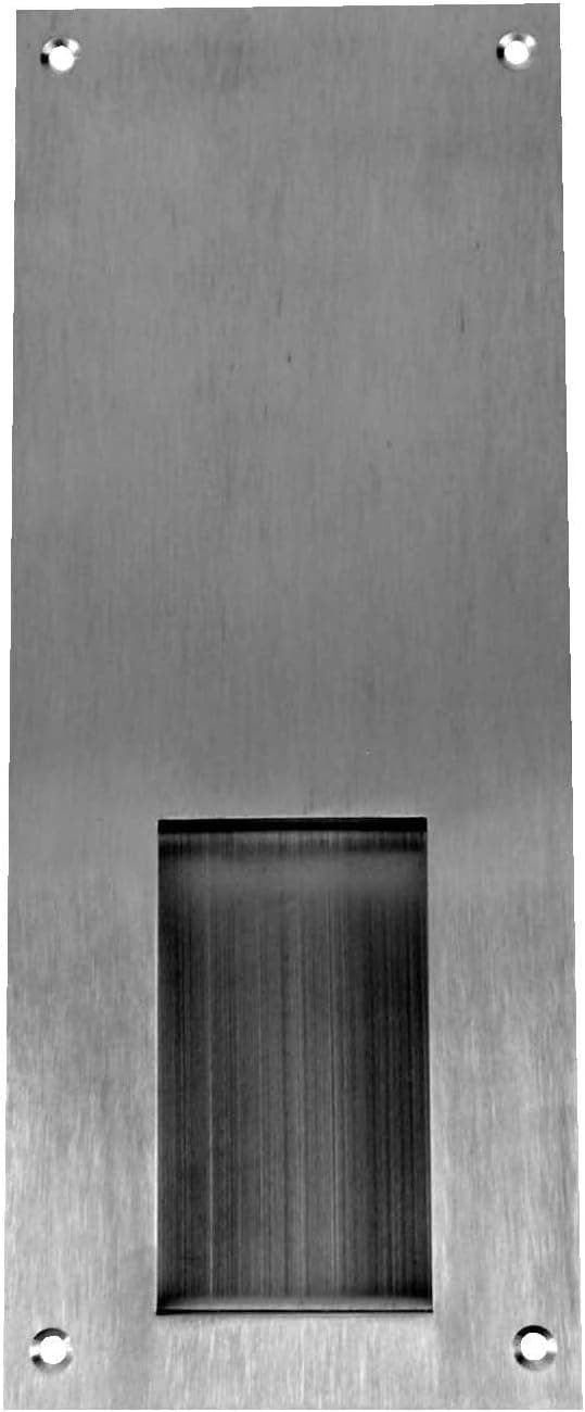 Don-Jo 1858 16 Gauge Stainless Steel Flush Cup Pull, Satin Stainless Steel Finish, 4" Width x 10" Height x 3/4" Depth