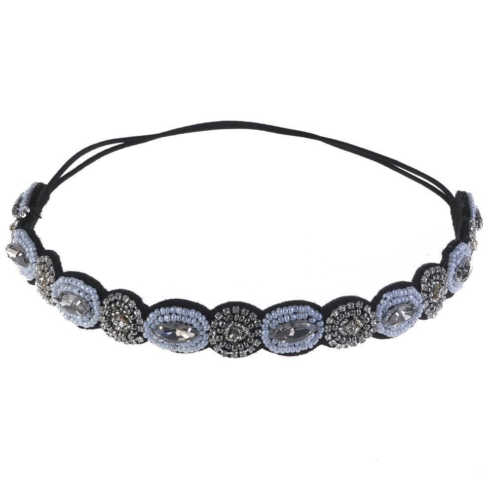 Rhinestone Crystal Bohemia Stylish Crystal Beaded Elastic Fashion Headband Hair Band Accessory