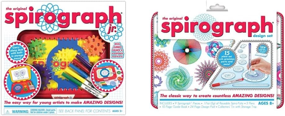 Spirograph Jr. — Jumbo Sized Gears — Arts and Craft Design Kit for Smaller Hands — Ages 3+ & Design Set Tin - Classic Gear Design Kit in a Collectors Tin - for Ages 8+