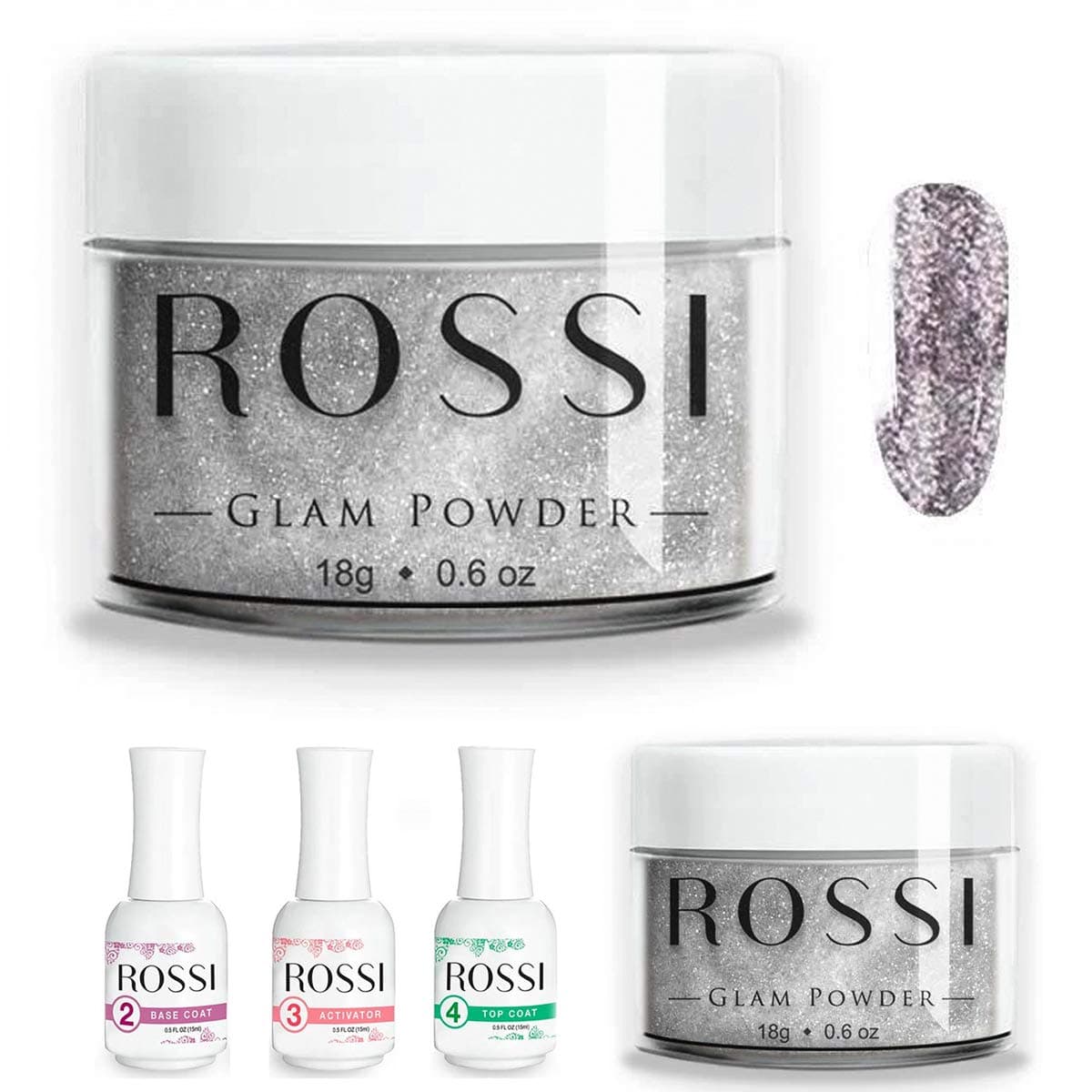 ROSSI Nails Trial Dipping Powder Kit 18grams/Box | French Nail Manicure Nail Art | Set Essential Kit… (Dream in Glitter)