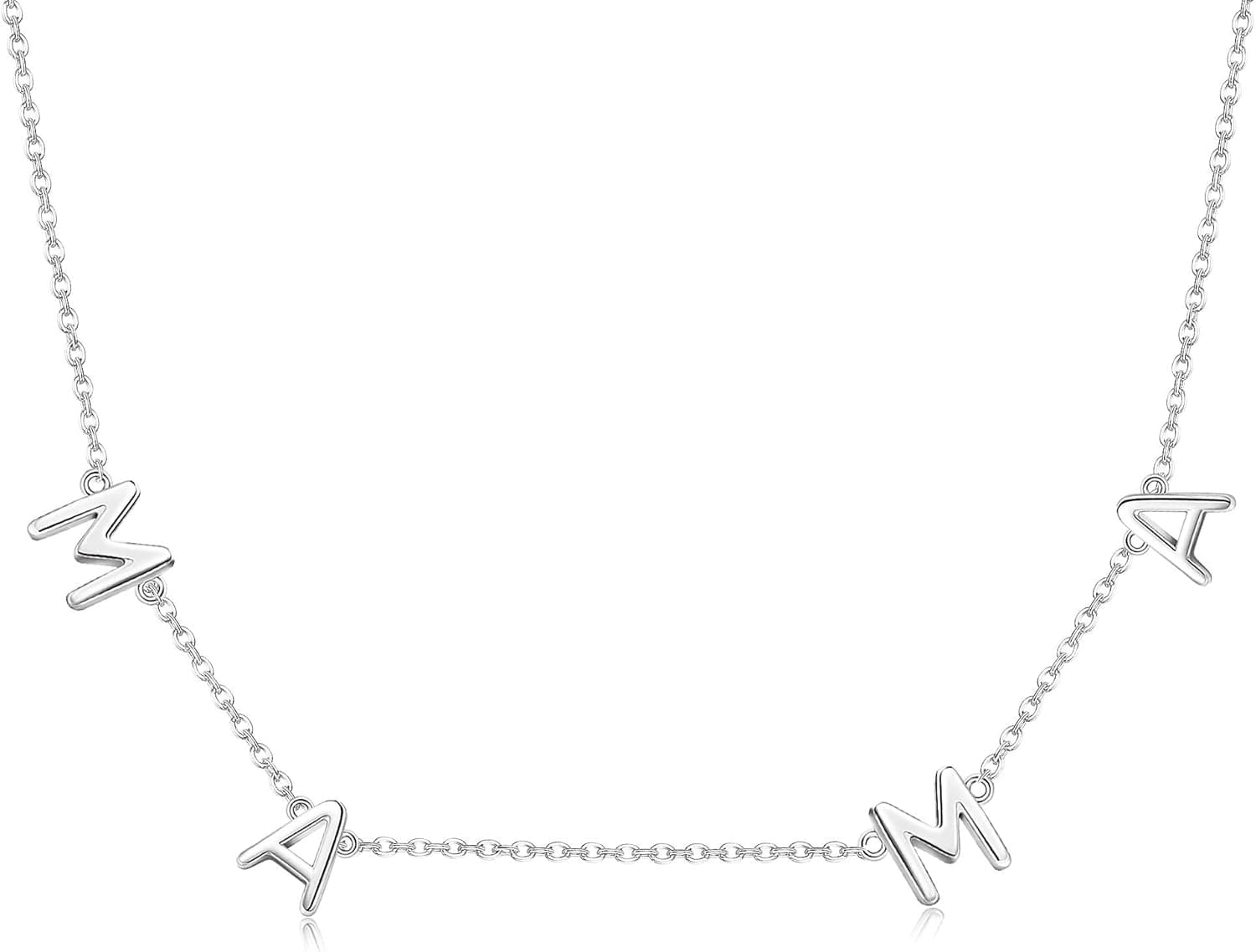 Udalyn Mama Necklace for Women 14K Gold Plated Stainless Steel Letter Necklace Chain for Mama Dainty Gold Silver Mom Necklaces