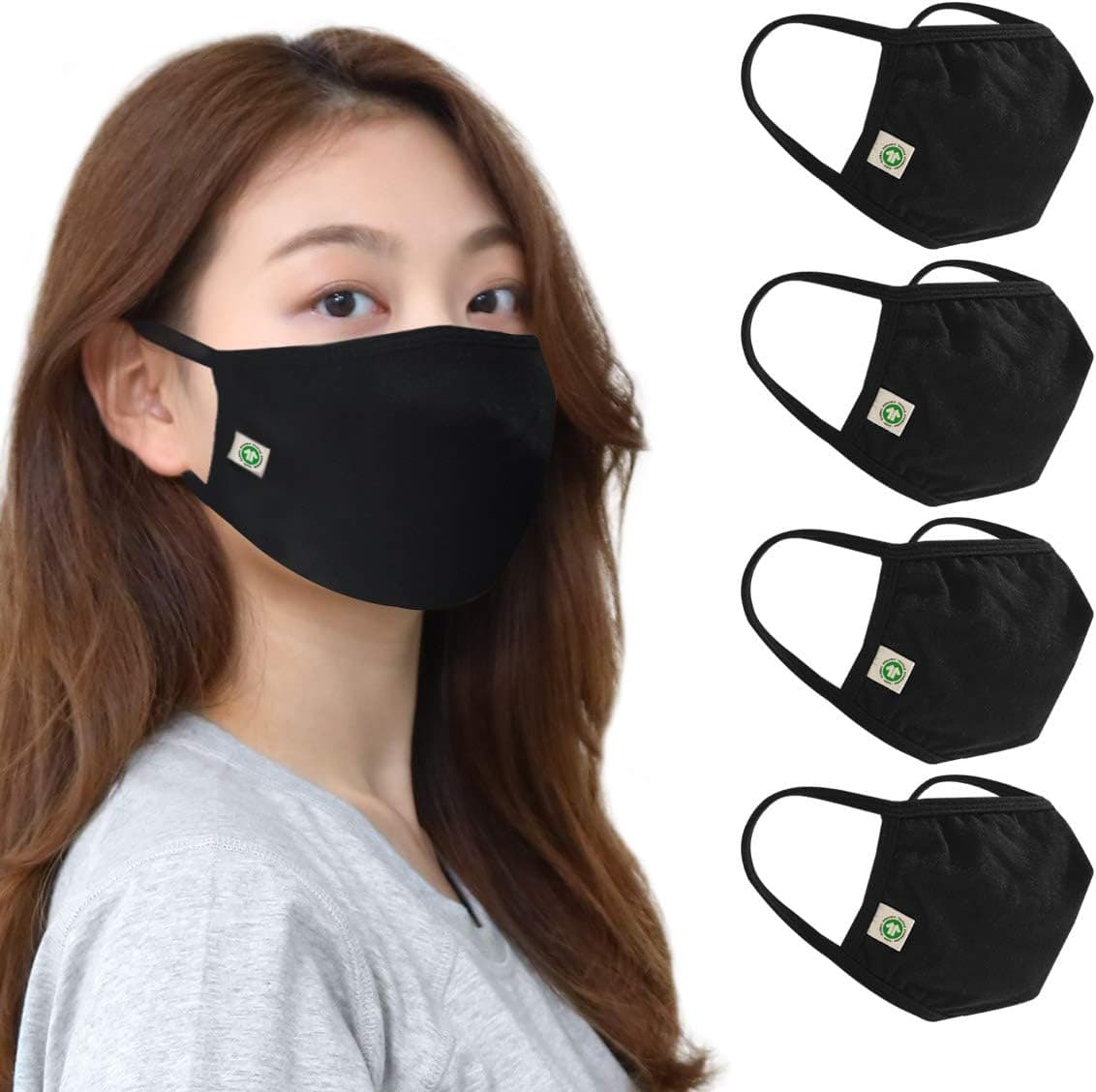 think ECO 4pcs breathable Organic Cotton Washable Indoors and Outdoors Korean style (Women&Youth, Black 4pcs) check your size