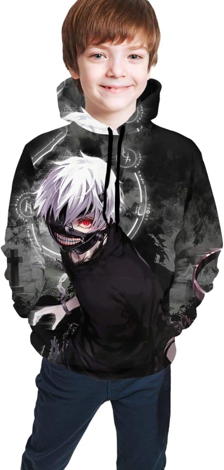 NHH Tok-Yo Gh-OUL Anime Character Hoodie Graphic Printing Children Sweate for Friends 14-16 Years Black